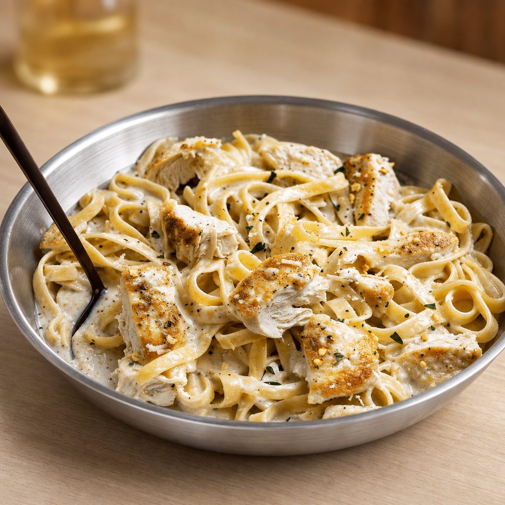 Blackened Chicken Alfredo.