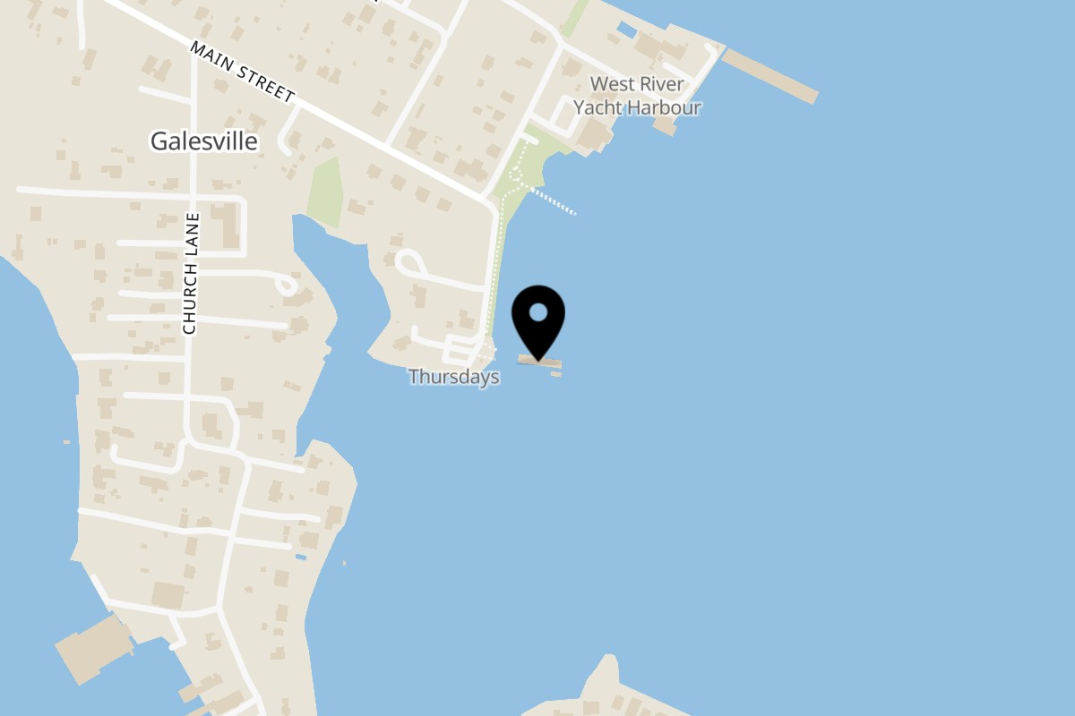 Map showing the location of Stan & Joe's Saloon Galesville on 4851 Riverside Dr in Galesville